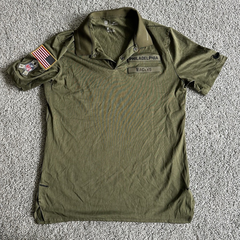 Philadelphia Eagles Nike Salute to Service‎ Performance Olive Polo Shirt Men's M